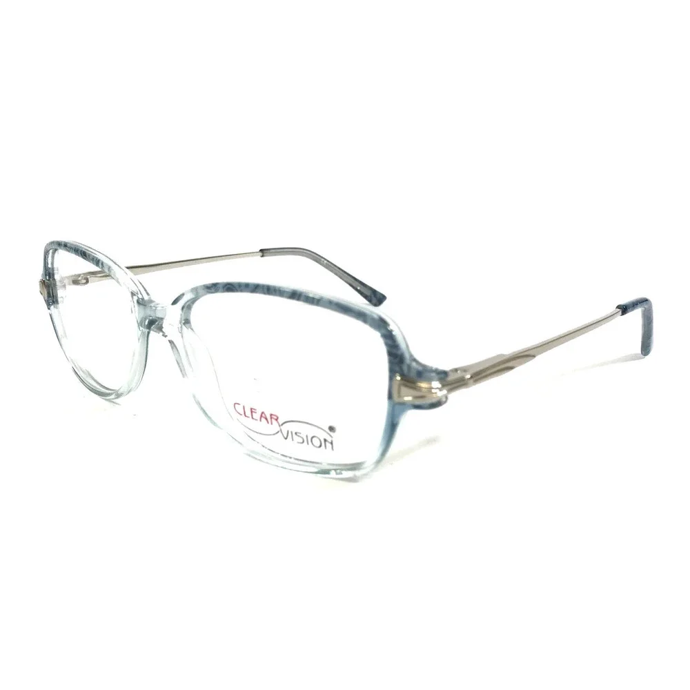Clear Vision Eyeglasses Frames KAYLEE BLUE SILVER MIX Square Full Rim 51-15-130